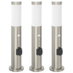 vidaXL Pollerleuchten mit Sensor&Steckdose 3er 50 cm Edelstahl IP44