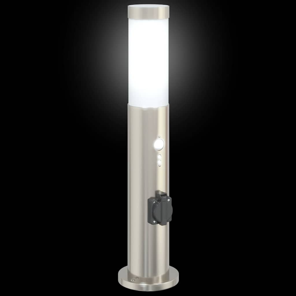 vidaXL Pollerleuchten mit Sensor&Steckdose 3er 50 cm Edelstahl IP44