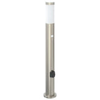 vidaXL Pollerleuchte mit Sensor&Steckdose 80 cm Edelstahl IP44
