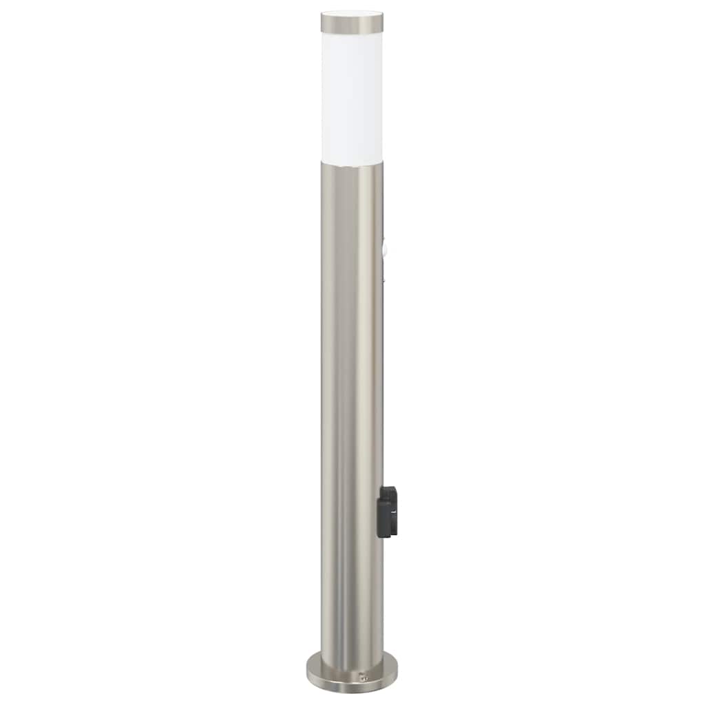 vidaXL Pollerleuchte mit Sensor&Steckdose 80 cm Edelstahl IP44