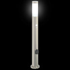 vidaXL Pollerleuchte mit Sensor&Steckdose 80 cm Edelstahl IP44