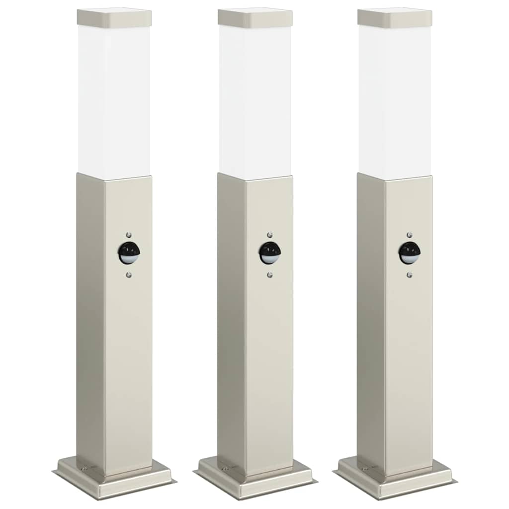 vidaXL Pollerleuchten mit Sensor 3 Stk. 50 cm Edelstahl IP44