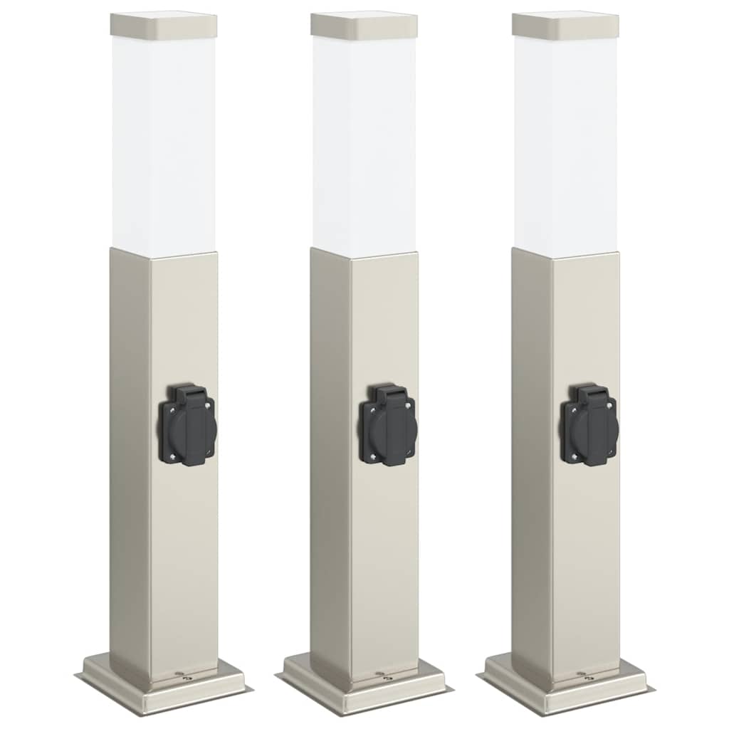 vidaXL Pollerleuchten mit Auslass 3 Stk. 50 cm Edelstahl IP44