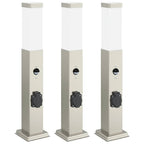 vidaXL Pollerleuchten mit Sensor&Steckdose 3 Stk. 50 cm Edelstahl IP44