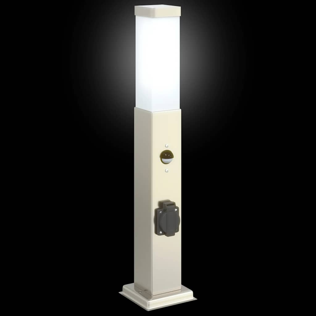 vidaXL Pollerleuchten mit Sensor&Steckdose 3 Stk. 50 cm Edelstahl IP44