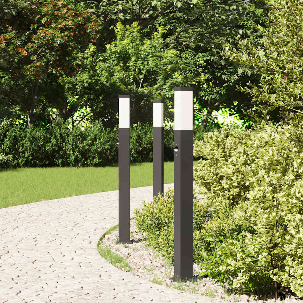 vidaXL Pollerleuchten mit Sensor 3 Stk. 80 cm Schwarz IP44