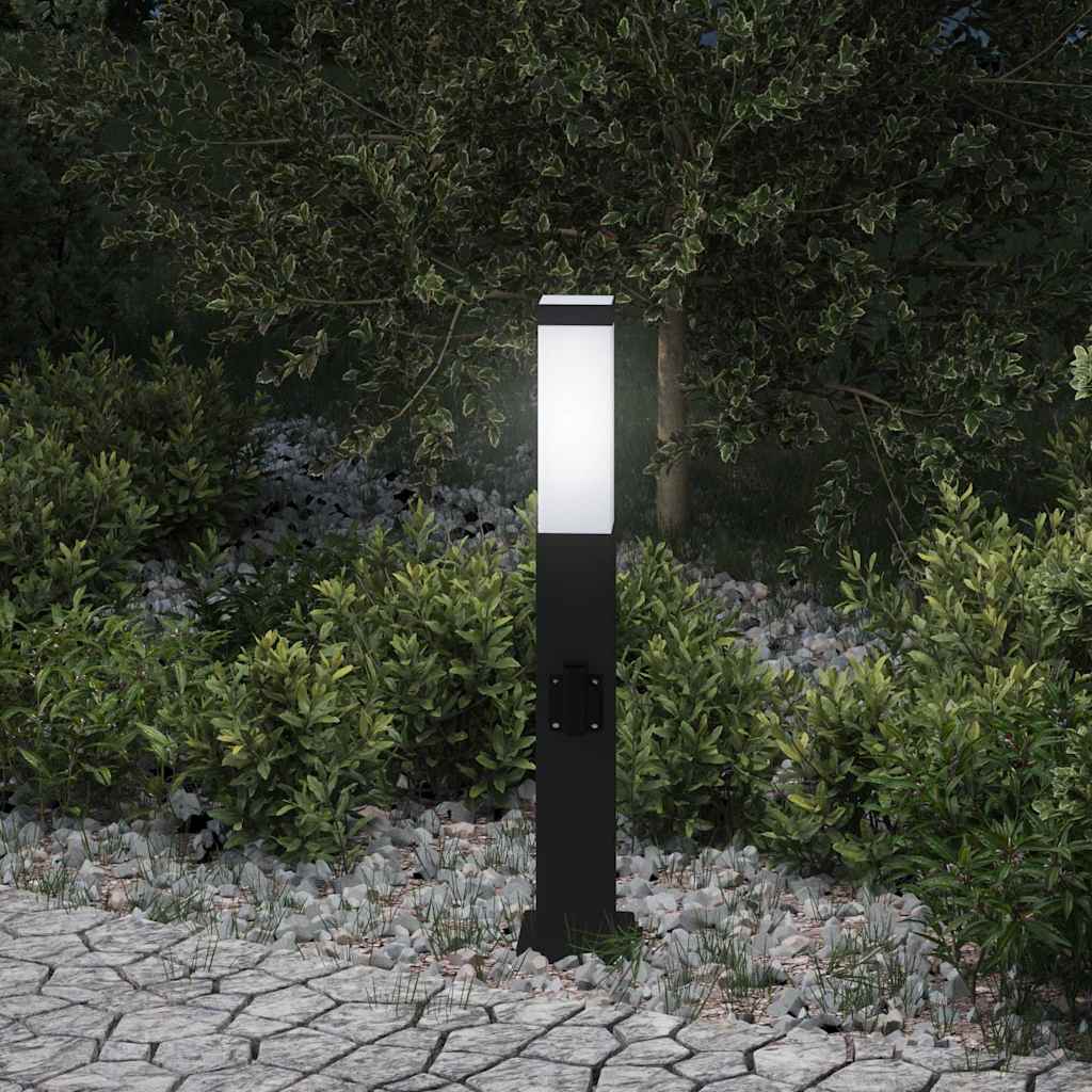vidaXL Pollerleuchte mit Auslass 50 cm Schwarz IP44