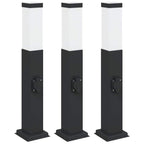 vidaXL Pollerleuchten mit Steckdose 3 Stk. 50 cm Schwarz IP44
