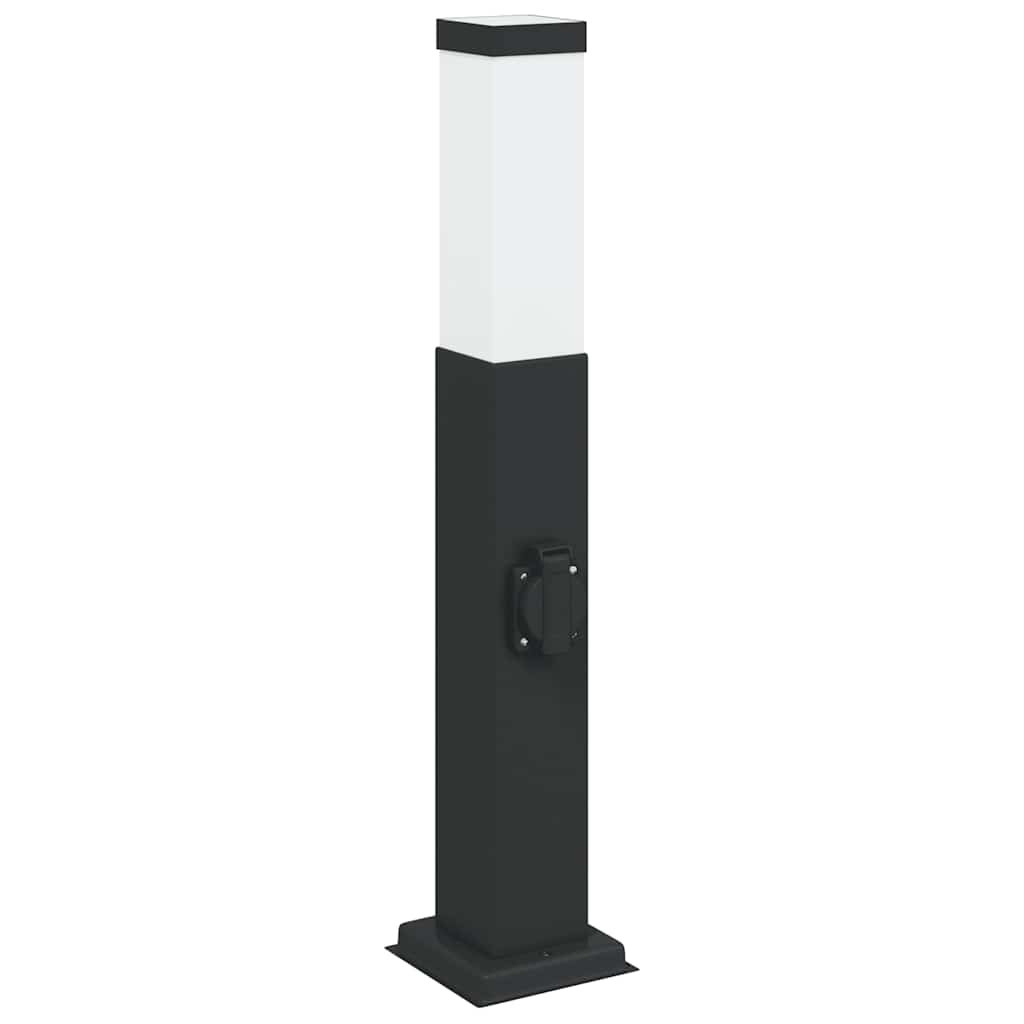 vidaXL Pollerleuchten mit Steckdose 3 Stk. 50 cm Schwarz IP44