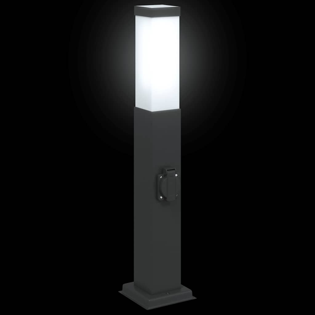 vidaXL Pollerleuchten mit Steckdose 3 Stk. 50 cm Schwarz IP44