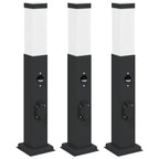 vidaXL Pollerleuchten mit Sensor&Steckdose 3 Stk. 50 cm Schwarz IP44