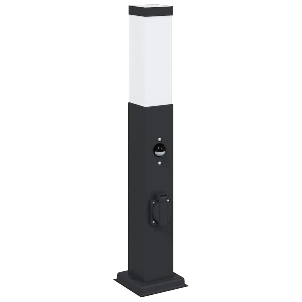 vidaXL Pollerleuchten mit Sensor&Steckdose 3 Stk. 50 cm Schwarz IP44