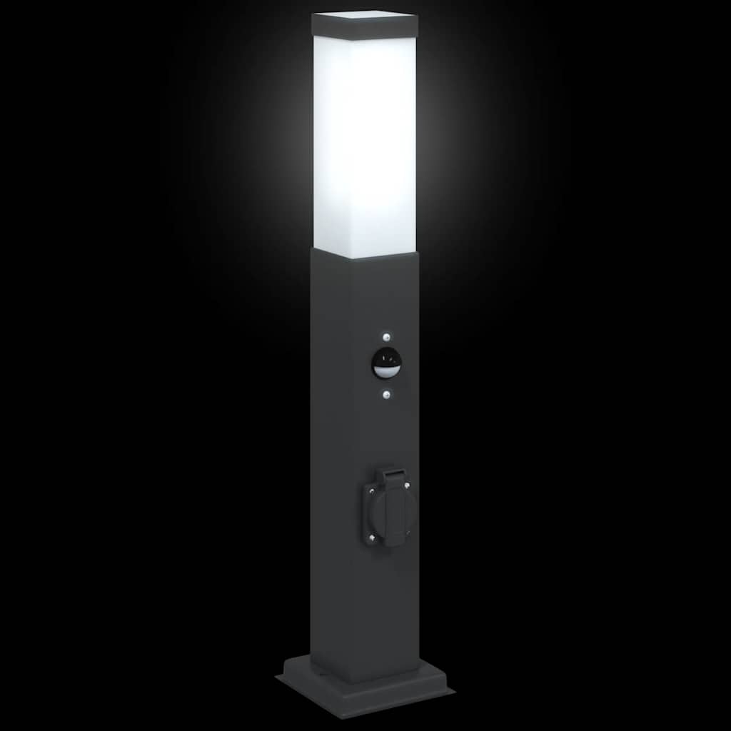 vidaXL Pollerleuchten mit Sensor&Steckdose 3 Stk. 50 cm Schwarz IP44