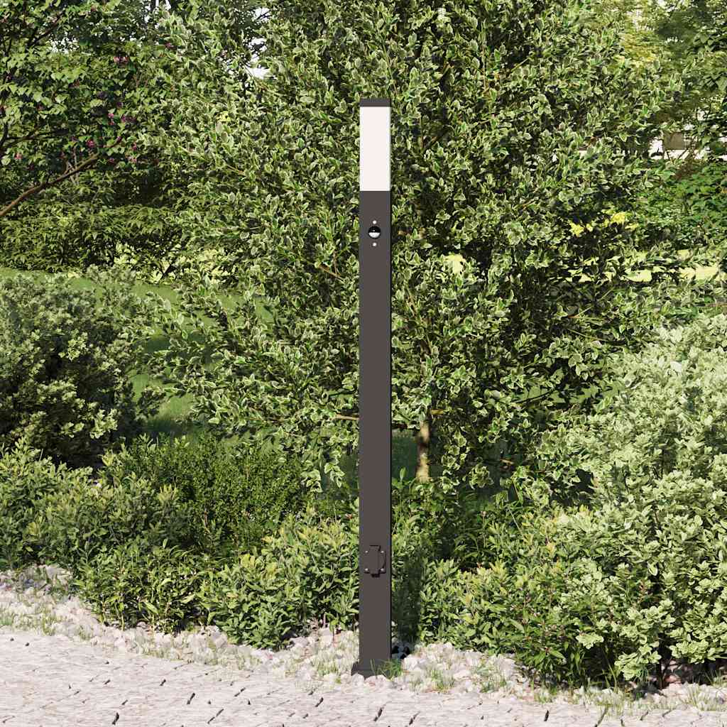 vidaXL Pollerleuchte mit Sensor und Steckdose 110 cm Schwarz IP44