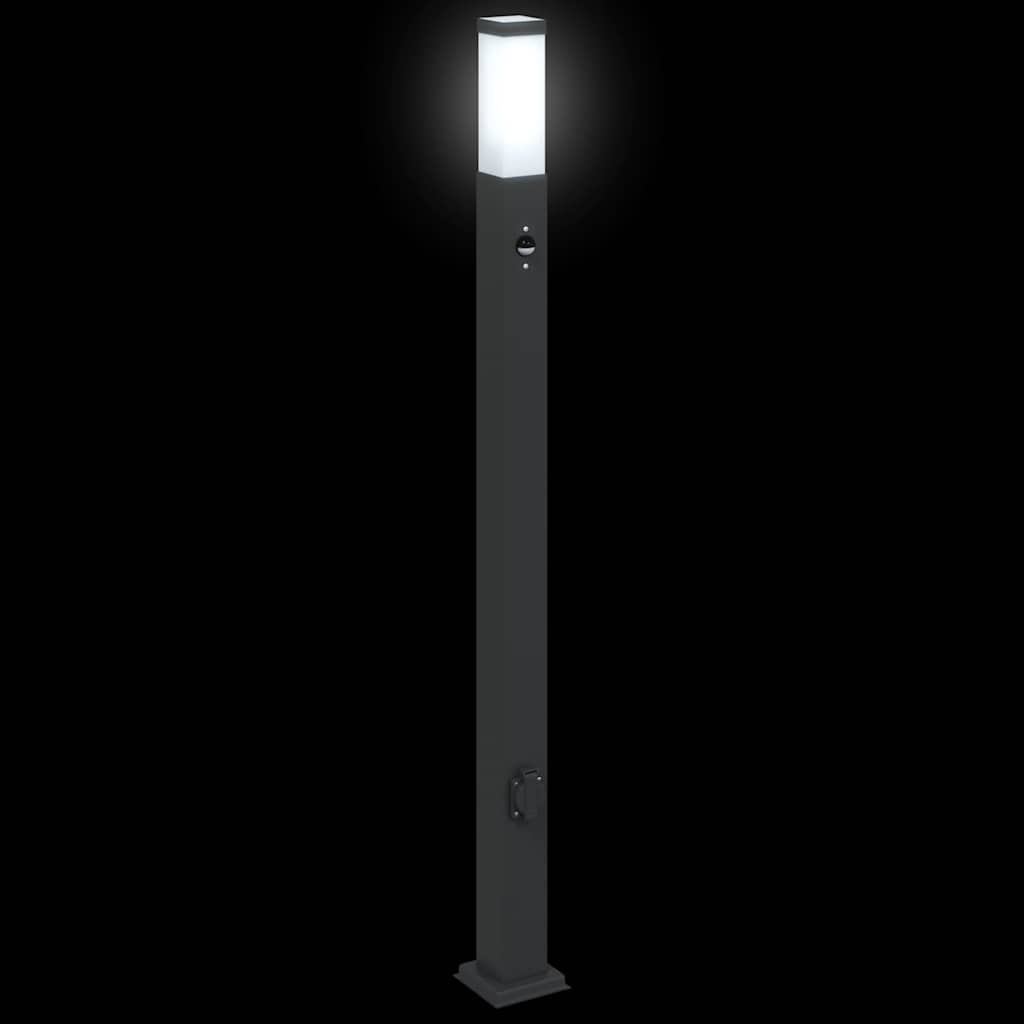 vidaXL Pollerleuchte mit Sensor und Steckdose 110 cm Schwarz IP44