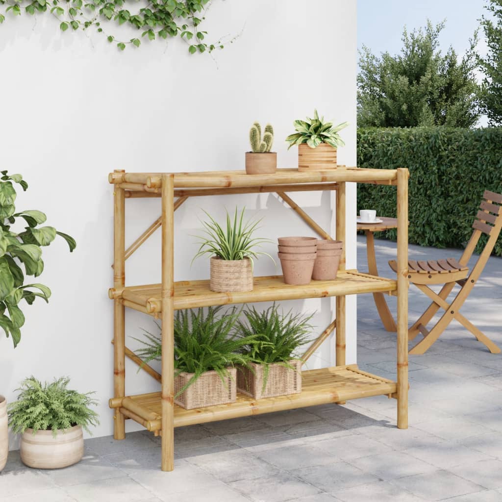 vidaXL Regal mit 3 Böden 100x40x90 cm Bambus