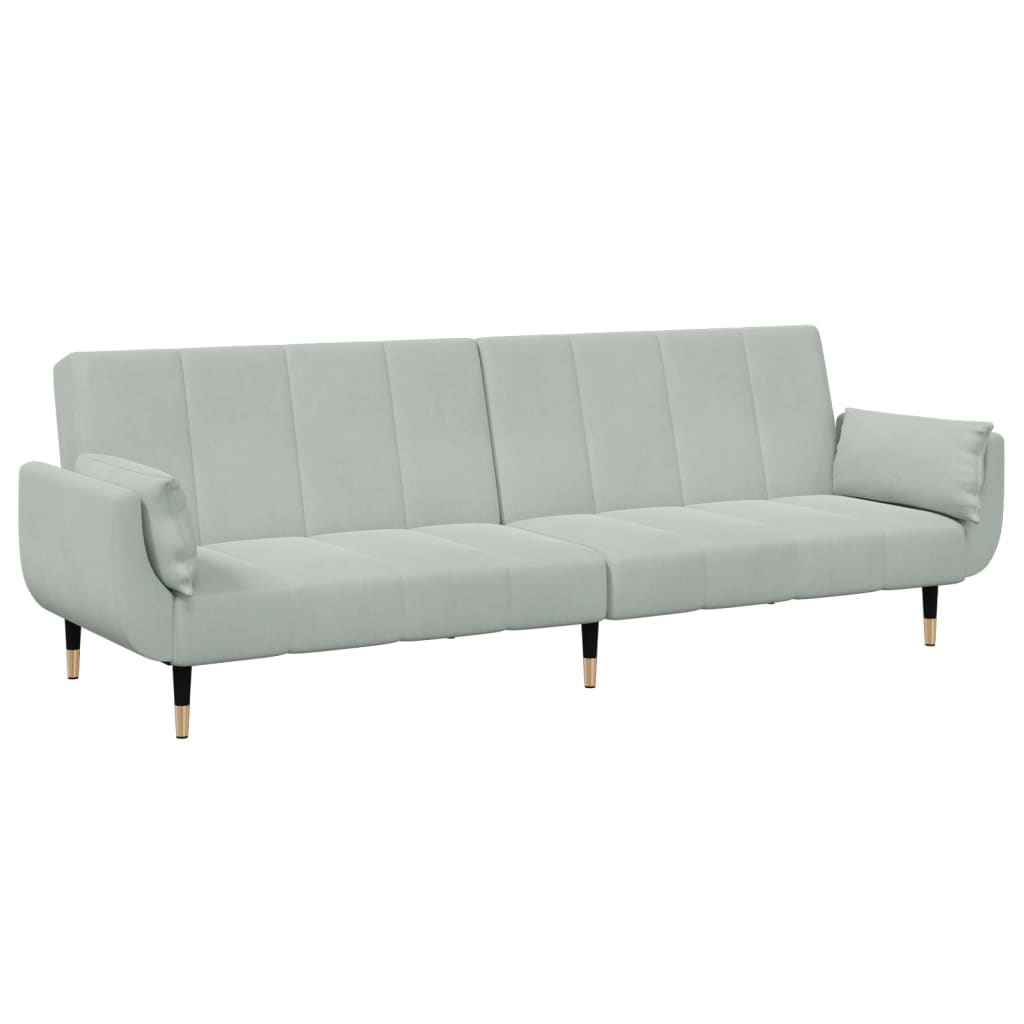 vidaXL Schlafsofa 2-Sitzer mit Fußhocker Hellgrau Samt