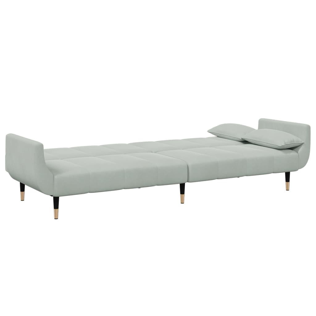 vidaXL Schlafsofa 2-Sitzer mit Fußhocker Hellgrau Samt