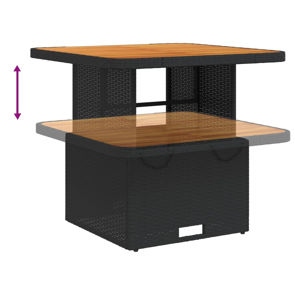 vidaXL 3-tlg. Bistro-Set mit Kissen Schwarz Poly Rattan