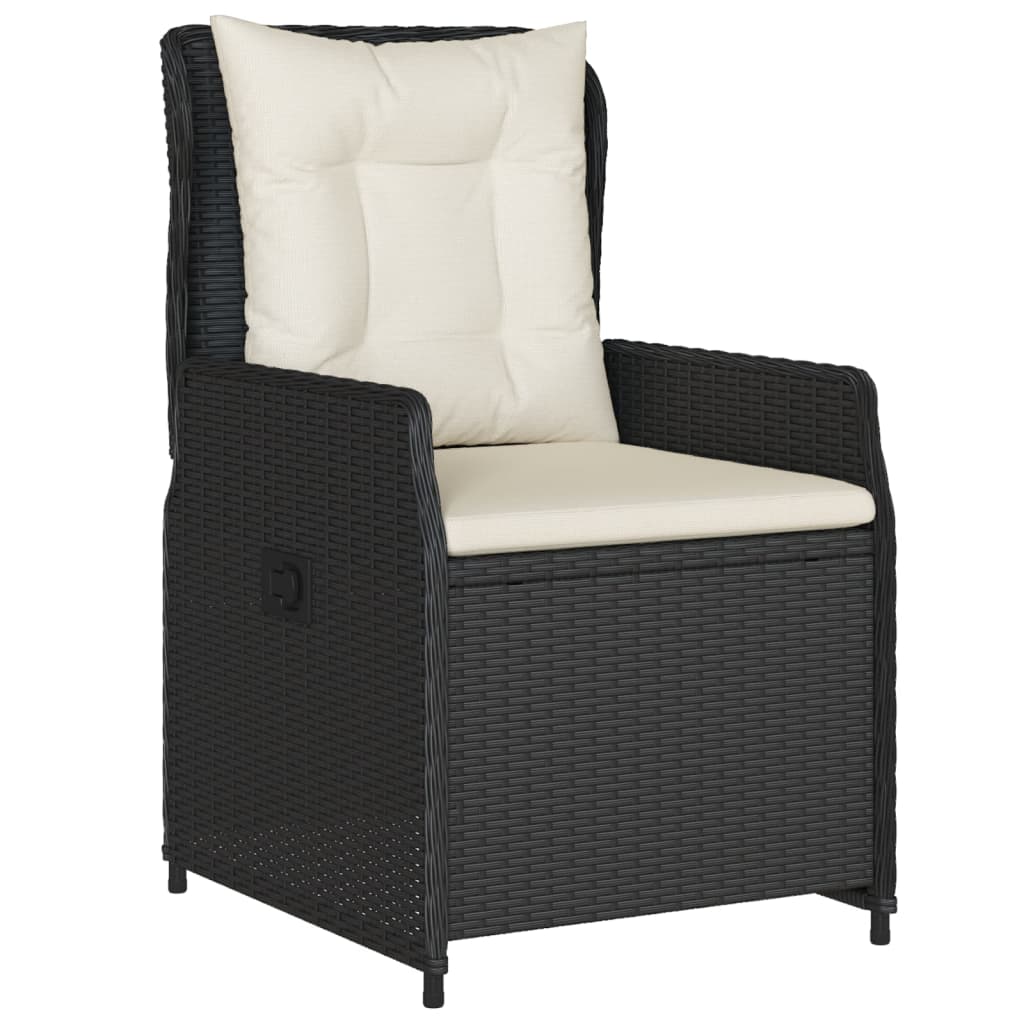 vidaXL 3-tlg. Garten-Essgruppe mit Kissen Schwarz Poly Rattan