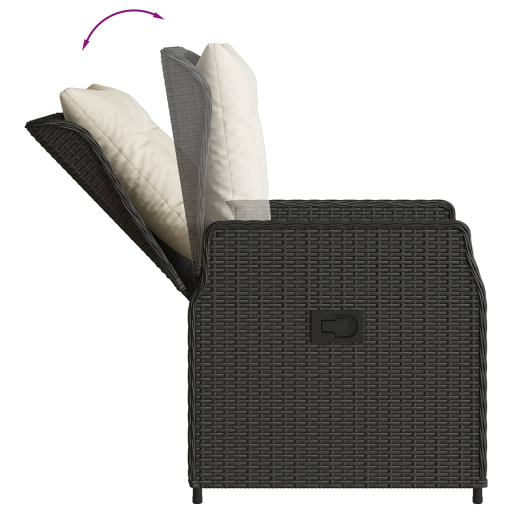 vidaXL 3-tlg. Garten-Essgruppe mit Kissen Schwarz Poly Rattan