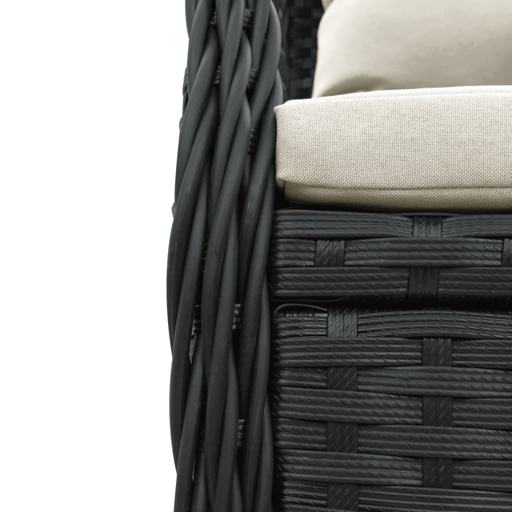 vidaXL 3-tlg. Garten-Essgruppe mit Kissen Schwarz Poly Rattan