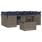 vidaXL 7-teiliges Gartensofa-Set mit Kissen, grau, Polyrattan