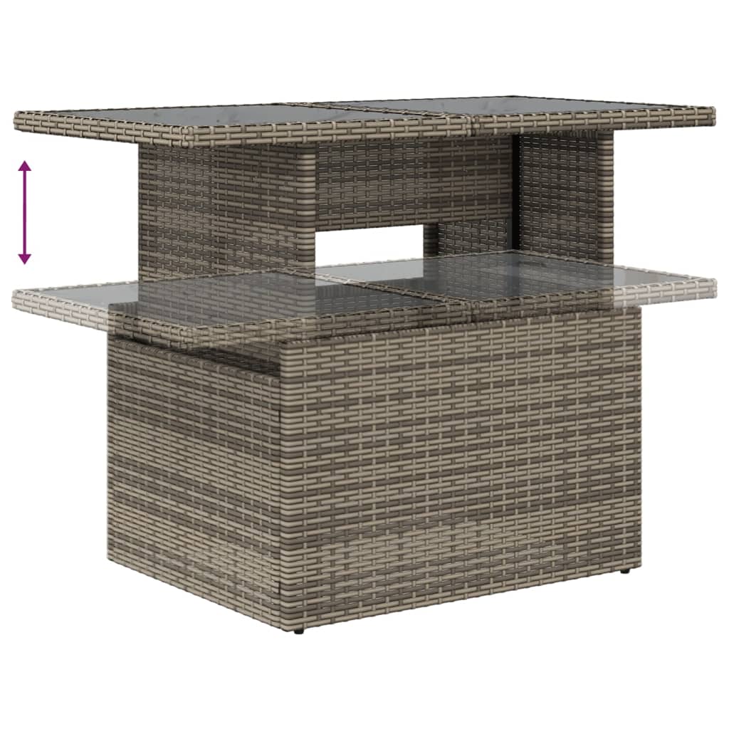 vidaXL 7-teiliges Gartensofa-Set mit Kissen, grau, Polyrattan