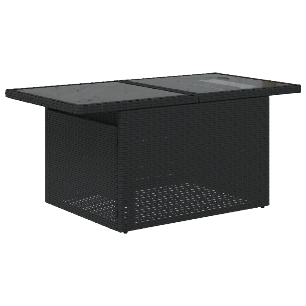 vidaXL 9-teiliges Gartensofa-Set mit Kissen, schwarzes Polyrattan