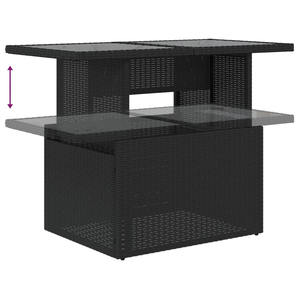 vidaXL 9-teiliges Gartensofa-Set mit Kissen, schwarzes Polyrattan