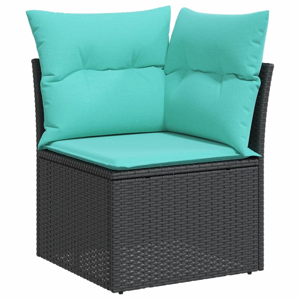 vidaXL 6-teiliges Gartensofa-Set mit Kissen, schwarzes Polyrattan
