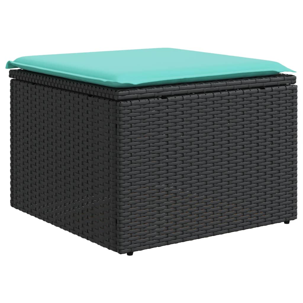 vidaXL 6-teiliges Gartensofa-Set mit Kissen, schwarzes Polyrattan