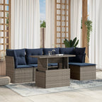 vidaXL 6-teiliges Gartensofa-Set mit Kissen, grau, Polyrattan