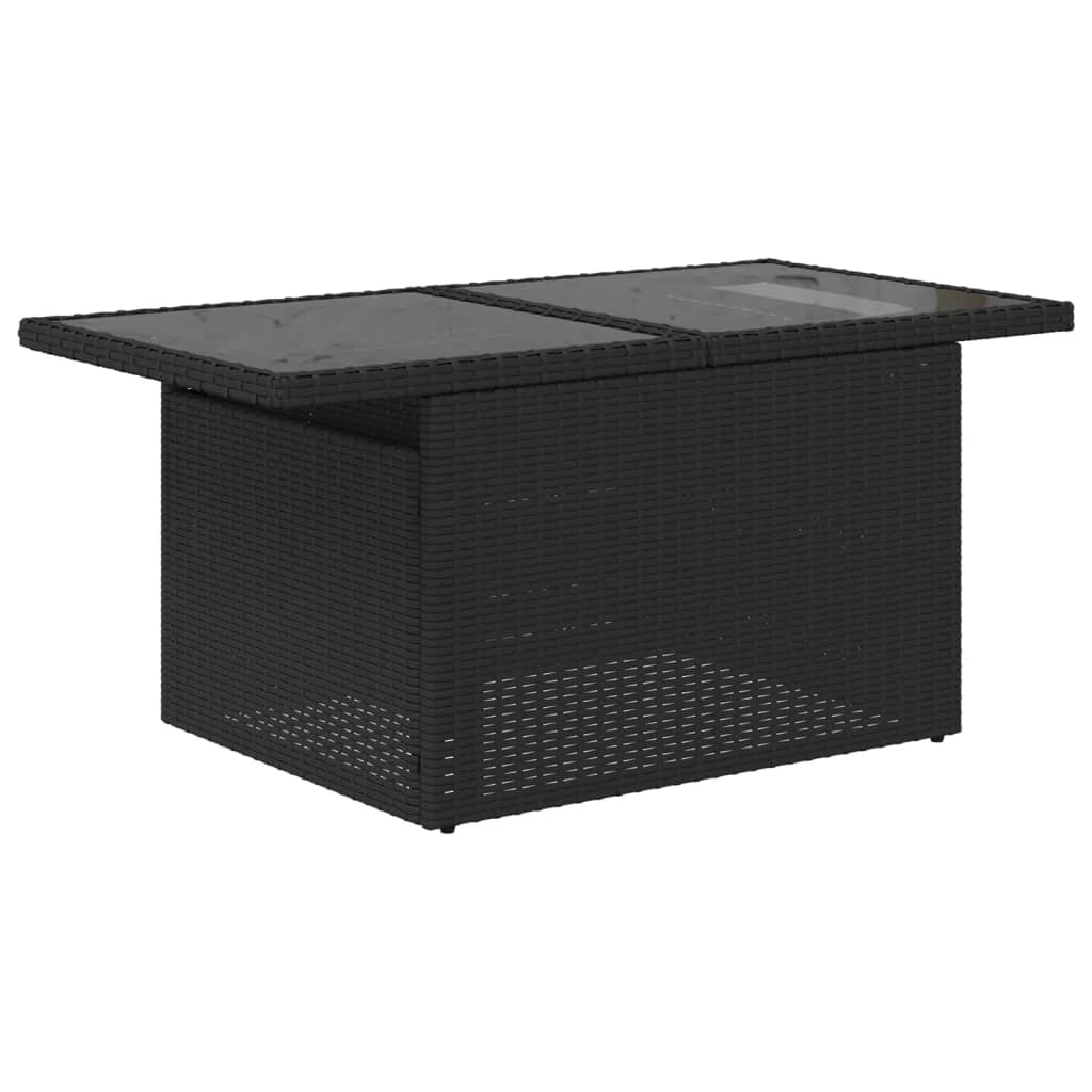 vidaXL 10-teiliges Gartensofa-Set mit Kissen, schwarzes Polyrattan