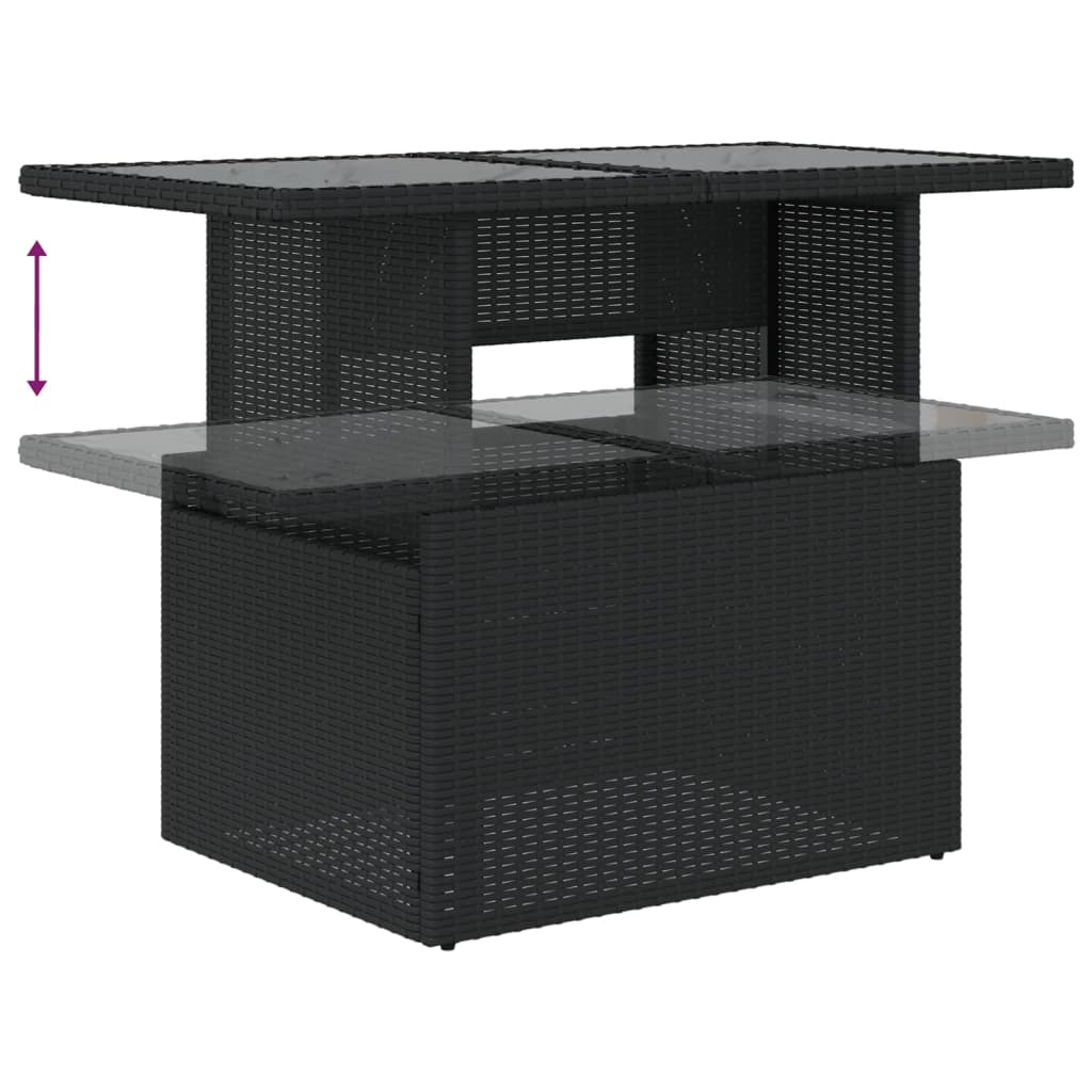 vidaXL 10-teiliges Gartensofa-Set mit Kissen, schwarzes Polyrattan