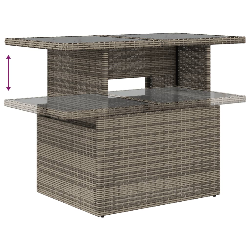 vidaXL 10-teiliges Gartensofa-Set mit Kissen, grau, Polyrattan