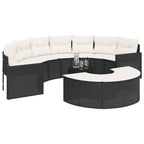 vidaXL 3-tlg. Garten-Sofagarnitur Halbrund Schwarz Poly-Rattan