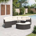 vidaXL 3-tlg. Garten-Sofagarnitur Halbrund Schwarz Poly-Rattan