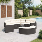 vidaXL 3-tlg. Garten-Sofagarnitur Halbrund Schwarz Poly-Rattan
