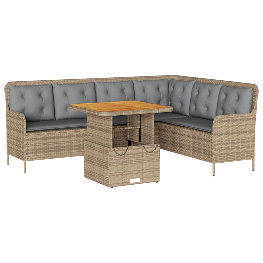 vidaXL 2-tlg. Garten-Sofagarnitur mit Kissen Beige Poly Rattan