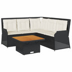 vidaXL 4-tlg. Garten-Lounge-Set mit Kissen Schwarz Poly Rattan