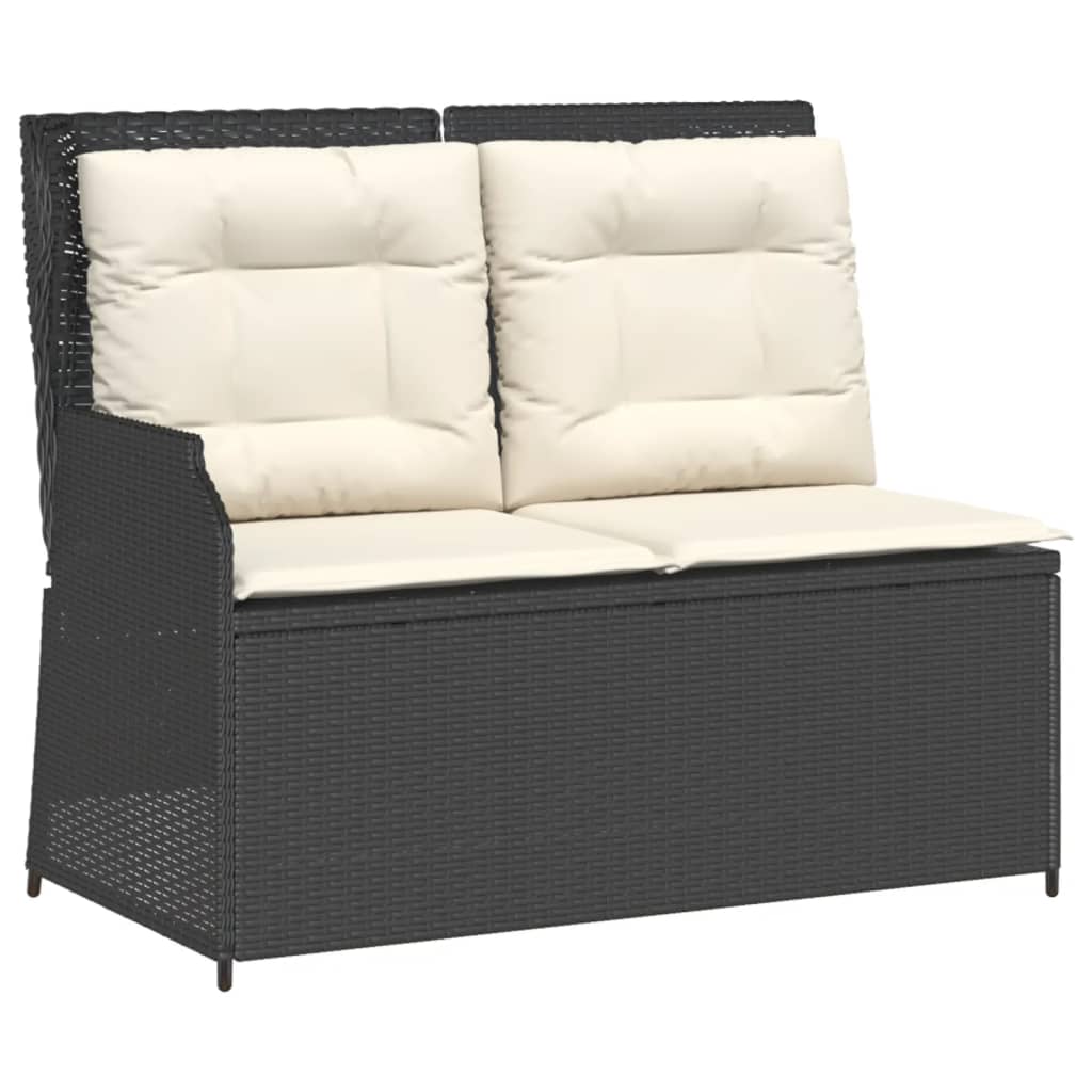 vidaXL 4-tlg. Garten-Lounge-Set mit Kissen Schwarz Poly Rattan