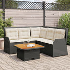 vidaXL 4-tlg. Garten-Lounge-Set mit Kissen Schwarz Poly Rattan