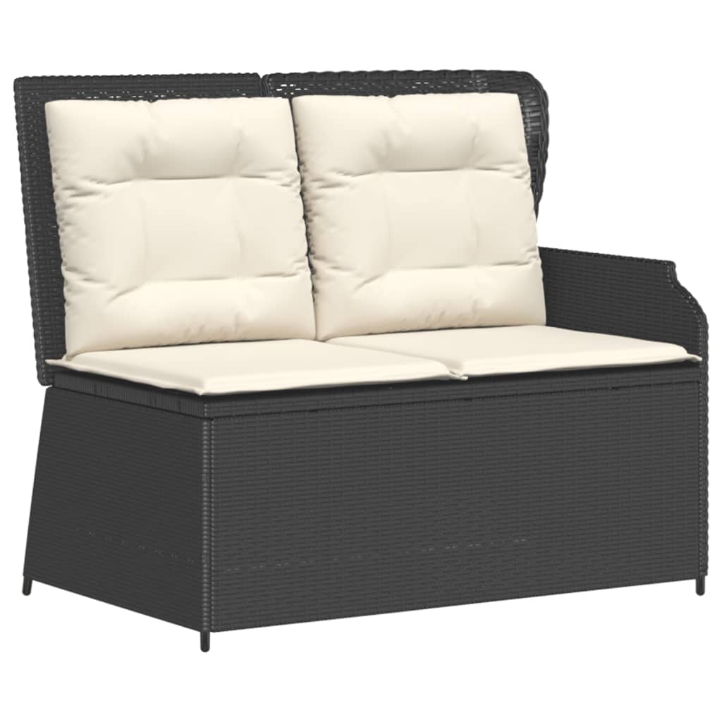 vidaXL 7-tlg. Garten-Lounge-Set mit Kissen Schwarz Poly Rattan