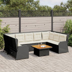 vidaXL 7-tlg. Garten-Lounge-Set mit Kissen Schwarz Poly Rattan