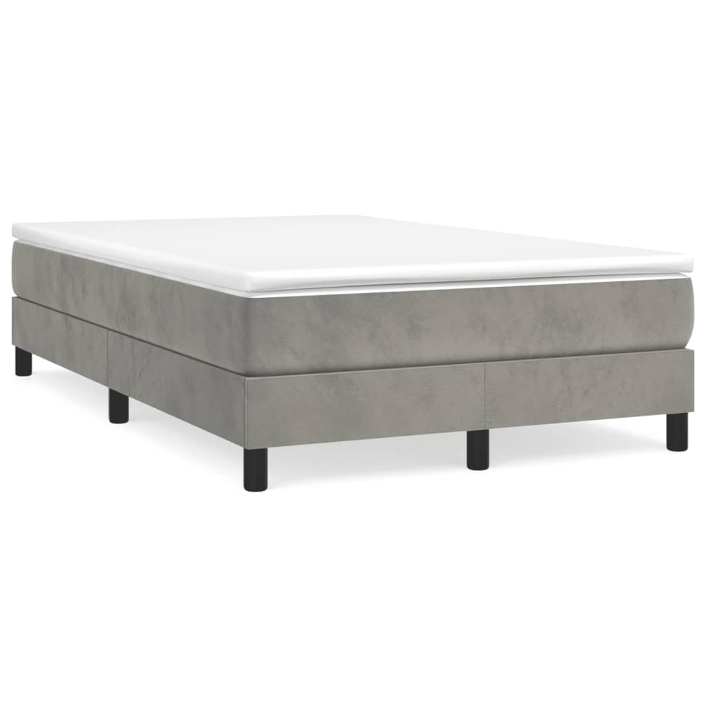 vidaXL Boxspringbett mit Matratze Hellgrau 120x190 cm Samt