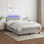 vidaXL Boxspringbett mit Matratze & LED Hellgrau 120x190 cm Stoff