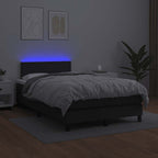 vidaXL Boxspringbett mit Matratze & LED Schwarz 120x190 cm Kunstleder