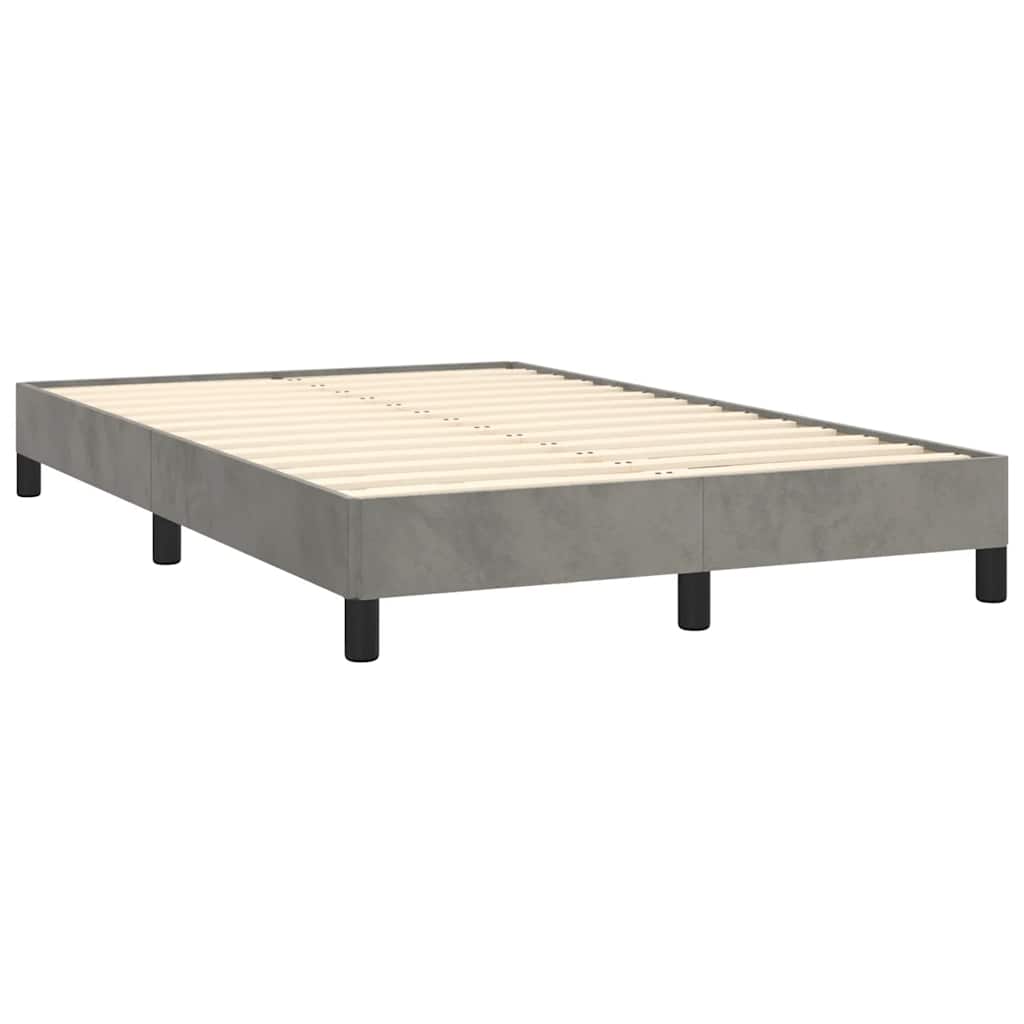 vidaXL Boxspringbett mit Matratze & LED Hellgrau 120x190 cm Samt