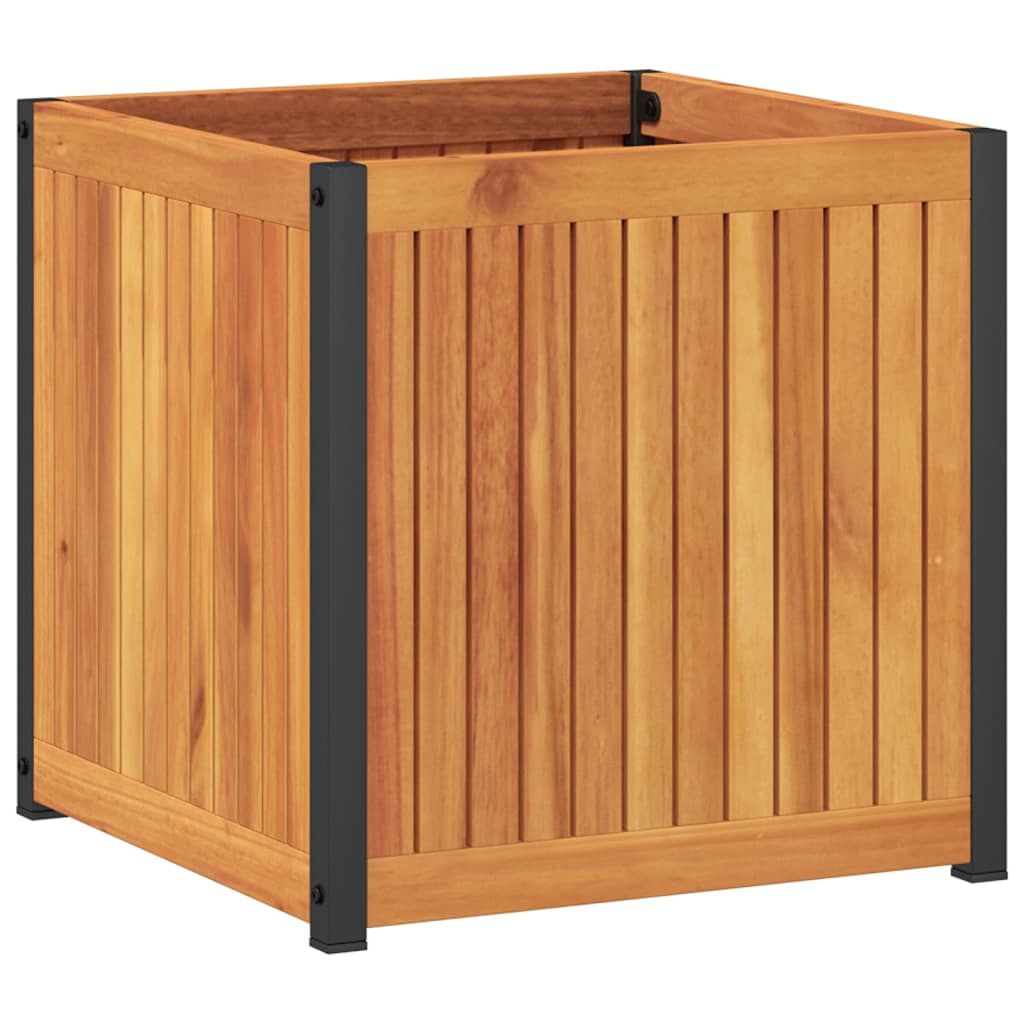 vidaXL Pflanzkübel 45x45x44 cm Massivholz Akazie und Stahl